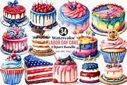 Watercolor Labor Day Cake Clipart, an Illustration by Canvas Craft (Thumbnail 1 of 8)