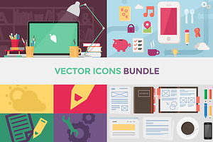 90+ Vector Flat Icons Bundle
