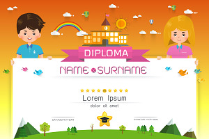 Certificate kids diploma, a Card Template by essense