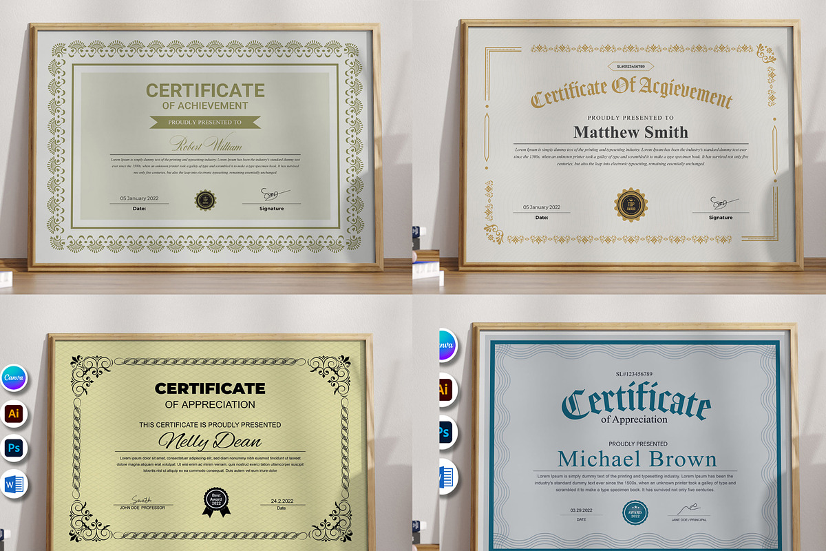 Certificate Template Bundle Design
