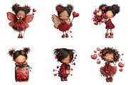 Whimsical Valentine Cute-girl Clipar, an Illustration by CreationArt (Thumbnail 4 of 6)