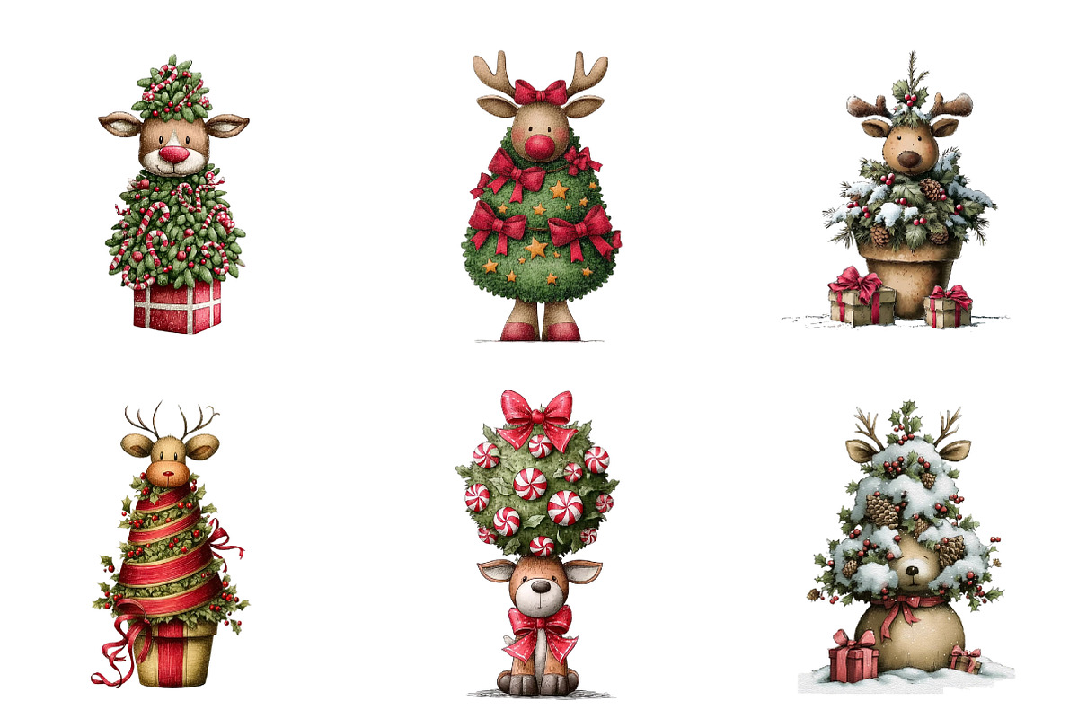 Whimsical Christmas Topiary Trees, an Illustration by DreamArtGraphic (Photo 3 of 5)