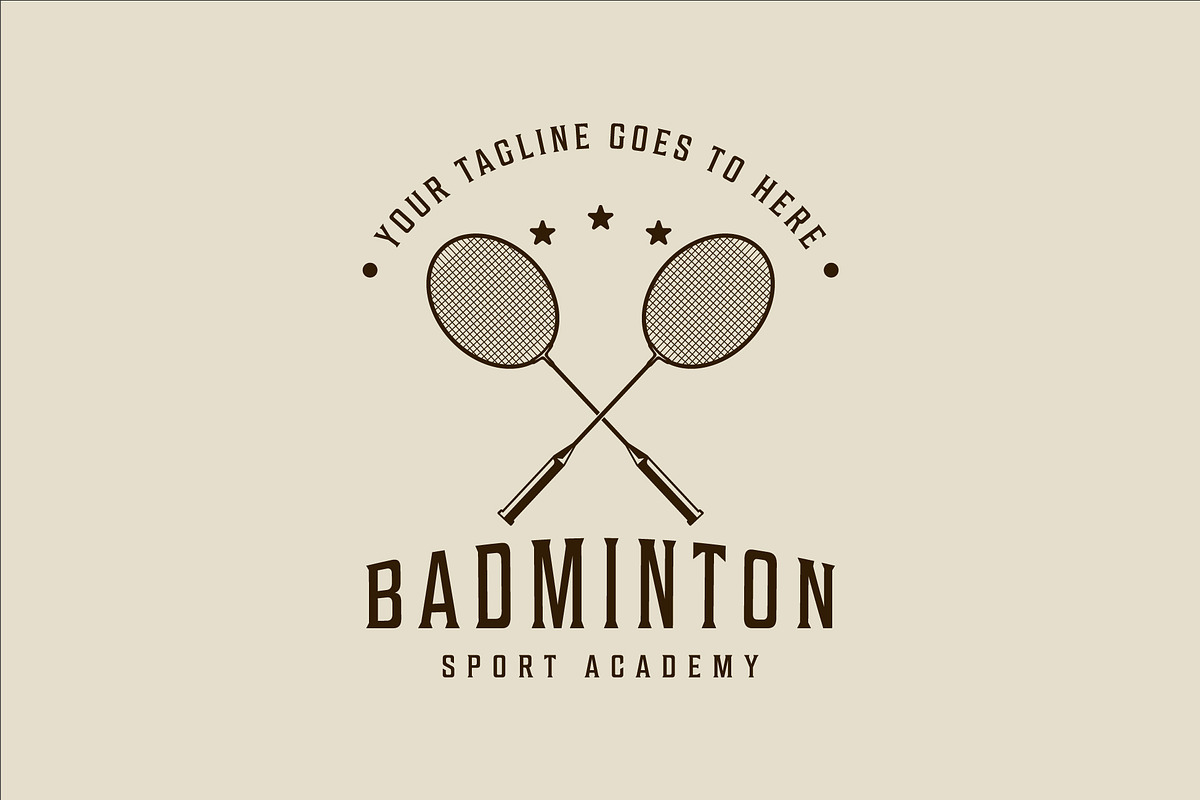 racket of badminton logo line art, a Branding & Logo Template by zyxroun shop