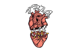 heart and lots of cigarettes, a Person Illustration by gunaonedesign