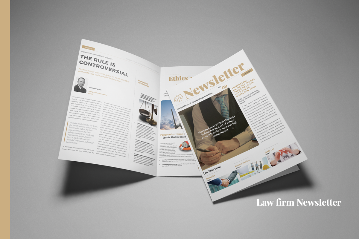 Law Firm Newsletter, a Magazine Template by Boris Cupac | Creative Market