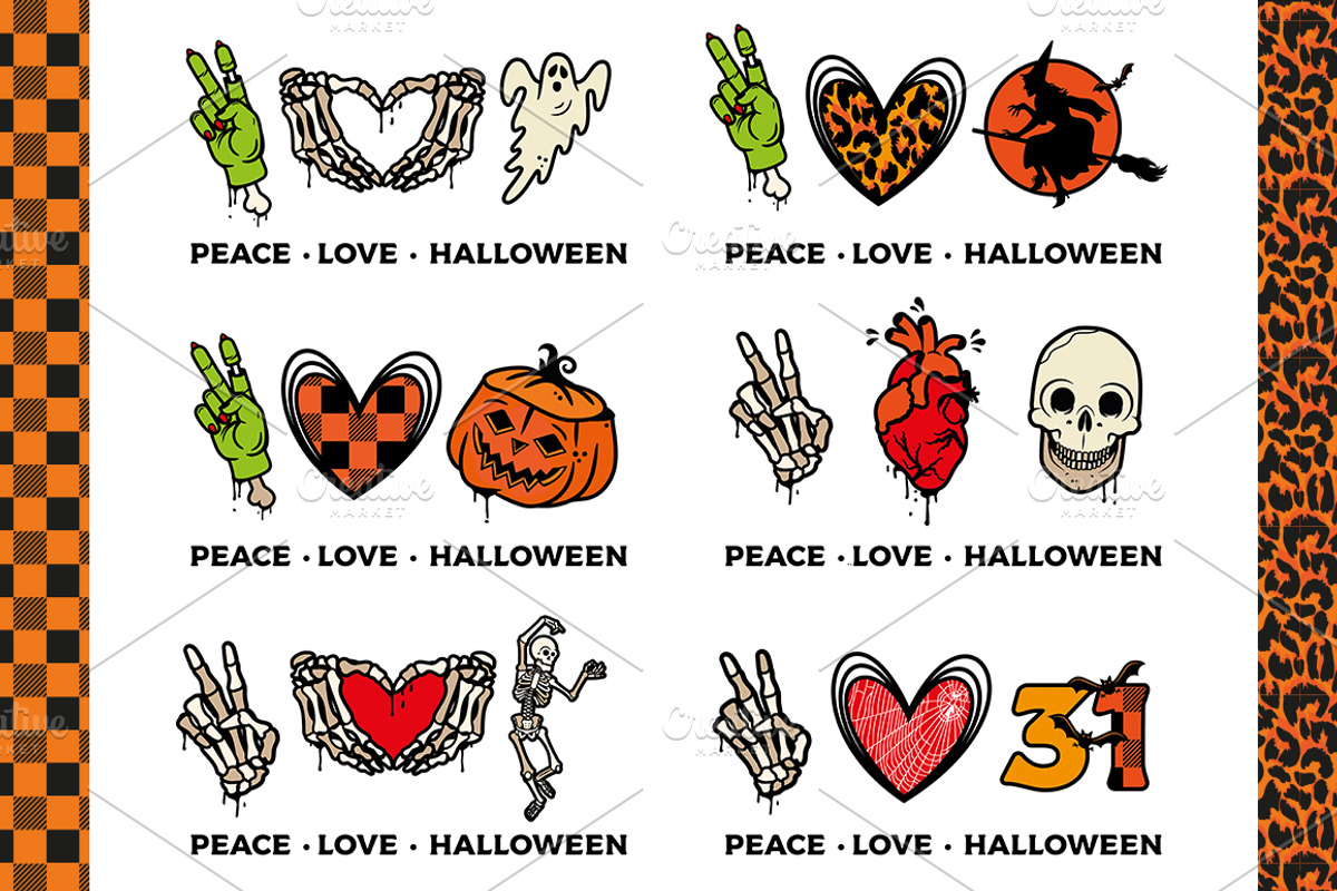 Peace • Love • Halloween Collection, an Illustration by Moloko88 (Photo 3 of 5)
