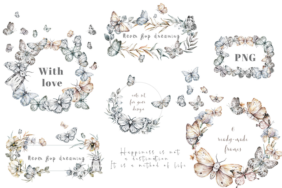Watercolor butterflies Romantic set, an Animal Illustration by Ann Art Houze (Photo 6 of 8)