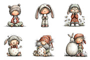 Bunny gnome watercolor clipart, an Illustration by CreationArt (Thumbnail 2 of 5)