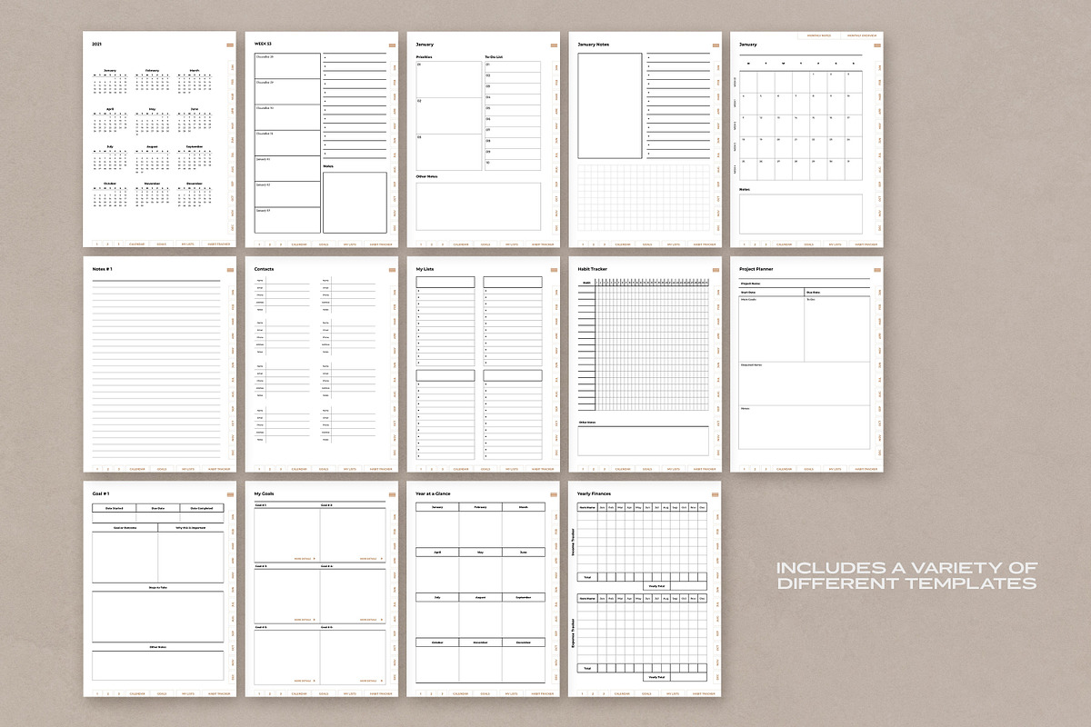 Digital PDF Planner Templates, a Templates & Theme by AndrewPixel