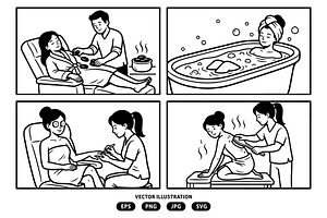Woman activities at the spa, a Person Illustration by Vectorlina