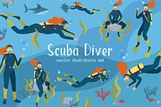 Scuba diver set, a Sport Illustration by Good Studio (Thumbnail 1 of 3)