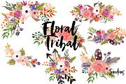 Floral tribal clip art, hand painted, an Illustration by SandraGraphicDesign (Thumbnail 3 of 5)