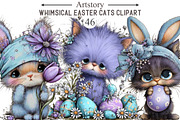 Whimsical Easter Cats Clipart, an Illustration by designcity5 (Thumbnail 1 of 5)