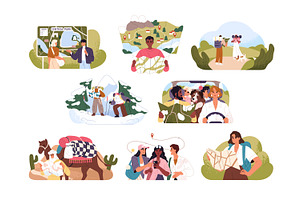 Tourists travel with map set, a Person Illustration by PaperTrident