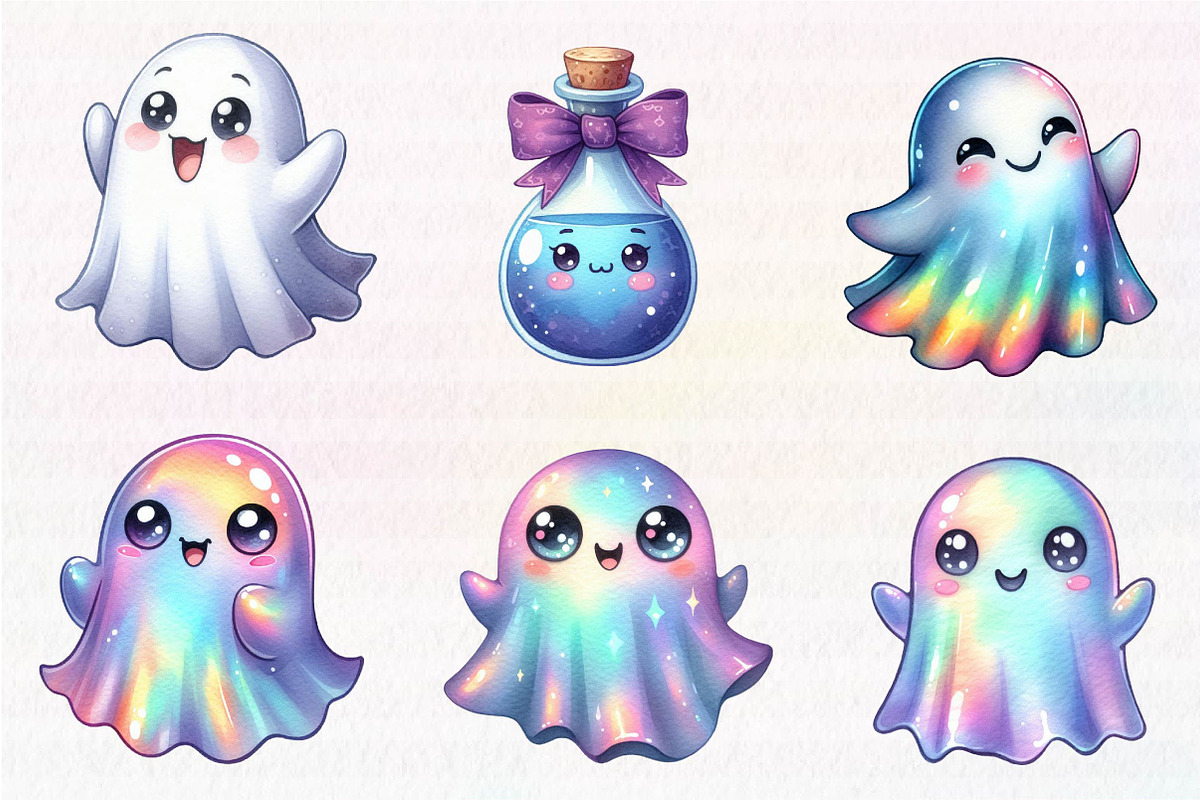 Kawaii Iridescent Halloween Clipart, an Illustration by CreationArt (Photo 2 of 5)