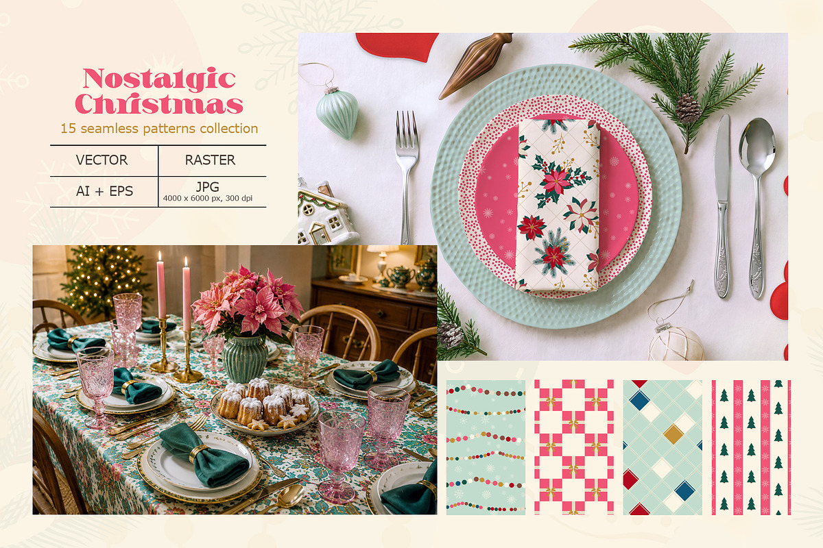 Retro Christmas Seamless Patterns, a Pattern Graphic by Svetlana Lerie (Photo 5 of 9)