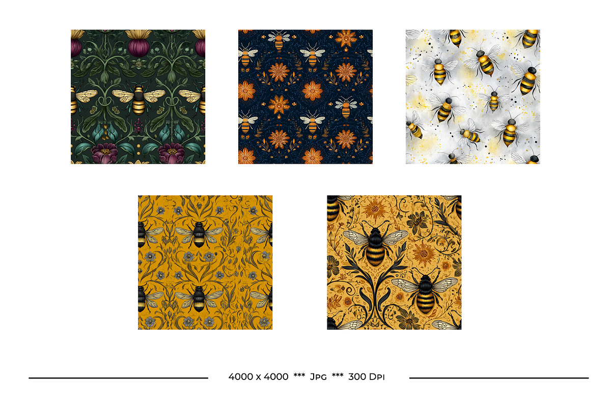 Bee Patterns in Retro Art Styles, a Pattern Graphic by karenfoleyphoto (Photo 12 of 13)