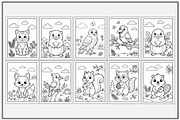 Woodland Animals Coloring Pages, an Animal Illustration by Lamia Emad (Thumbnail 3 of 5)