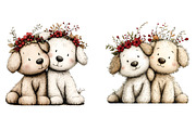 Whimsical Dogs Floral Clipart, an Illustration by SinaCreation (Thumbnail 5 of 11)