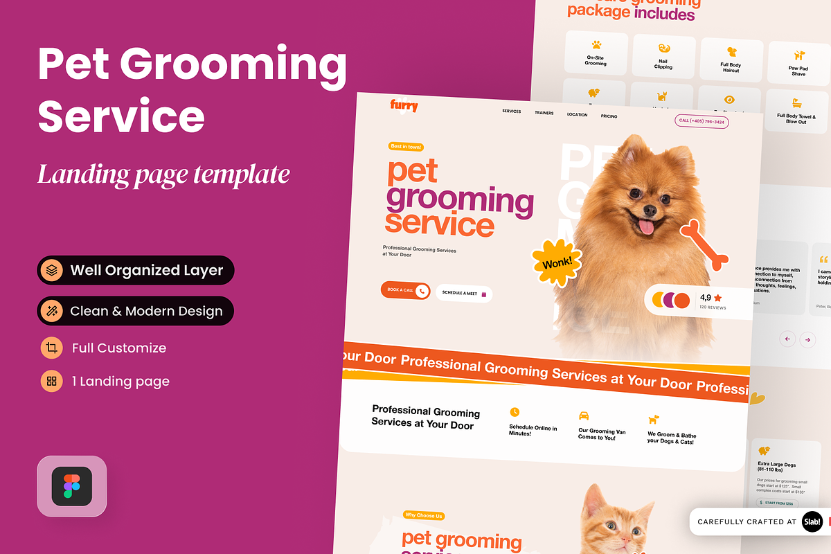 Pet Grooming Service Landing Page, a Landing Page Template by SLAB! Design (Photo 1 of 3)