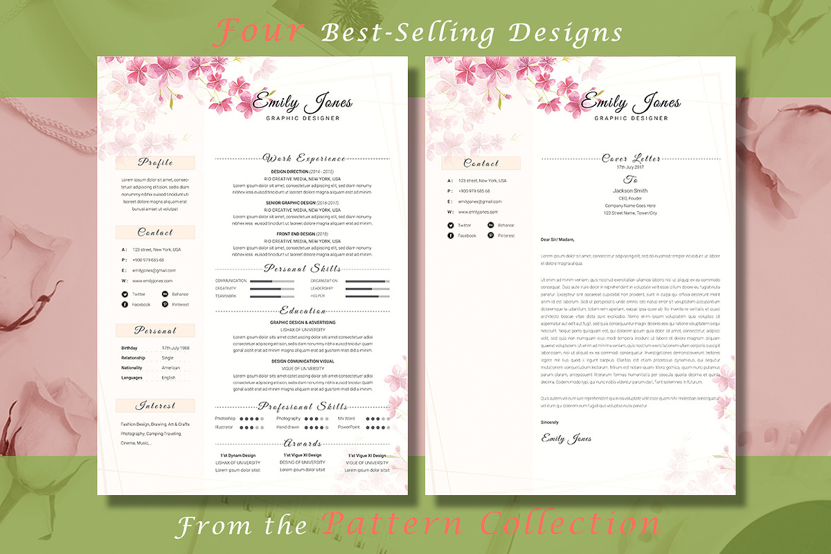 Resume CV Bundle Flower Collection, a Resume Template by Showy68 Template (Photo 7 of 7)