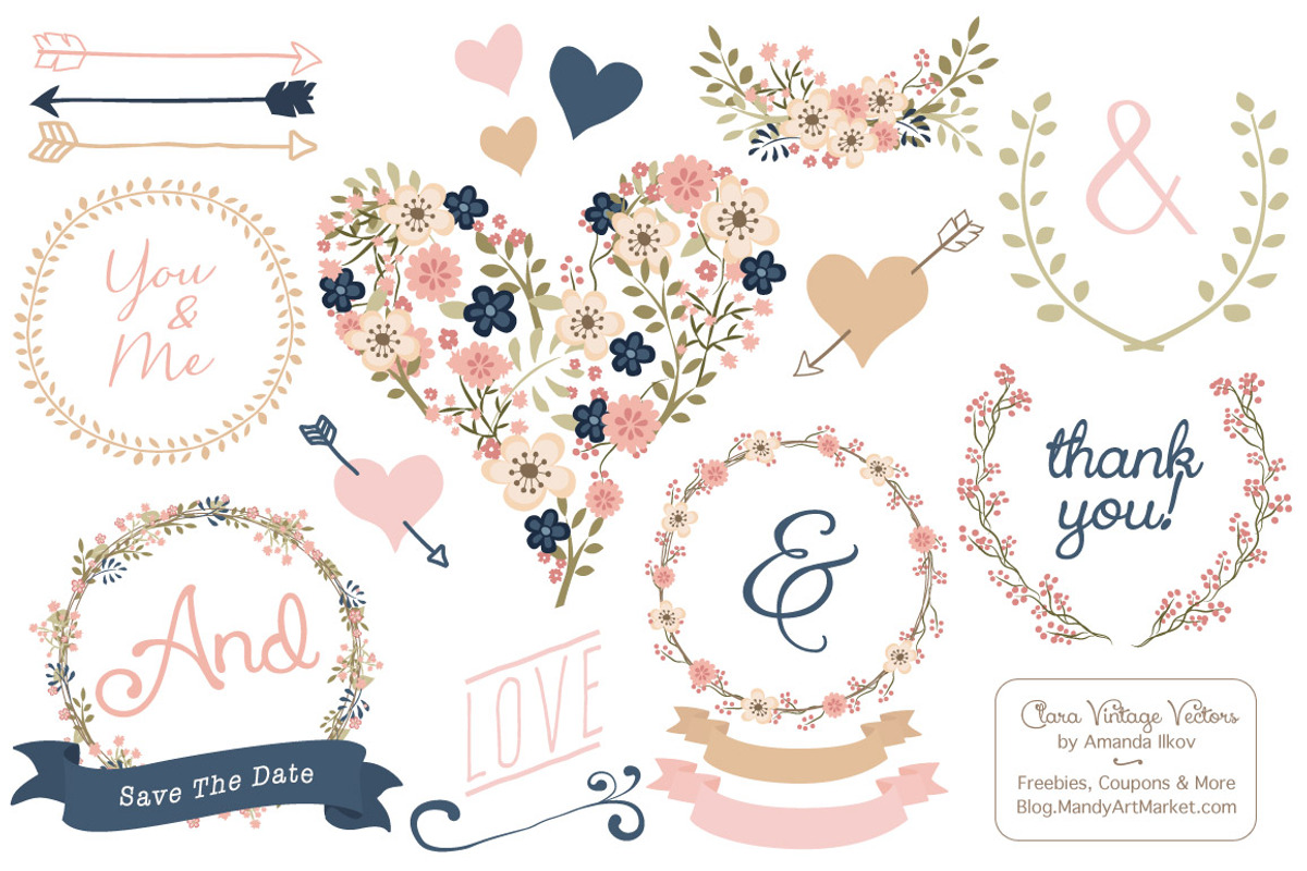 Vector Navy & Blush Vintage Flowers, an Illustration by Amanda Ilkov (Photo 1 of 3)