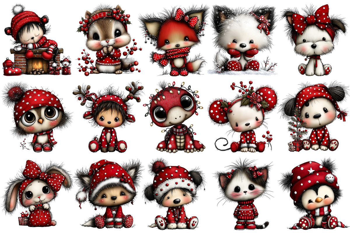 Christmas Animal Clipart Bundle, an Illustration by Pixels.Craft (Photo 5 of 6)