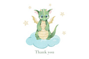 Dragons Watercolor Clipart, an Animal Illustration by ArtGiftsStudio (Thumbnail 6 of 6)