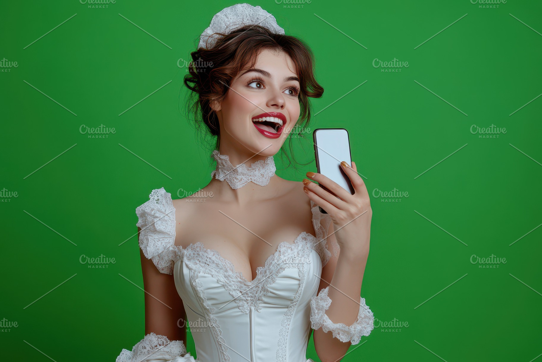 Young woman wearing white corset top, a Photo by Pavel_design