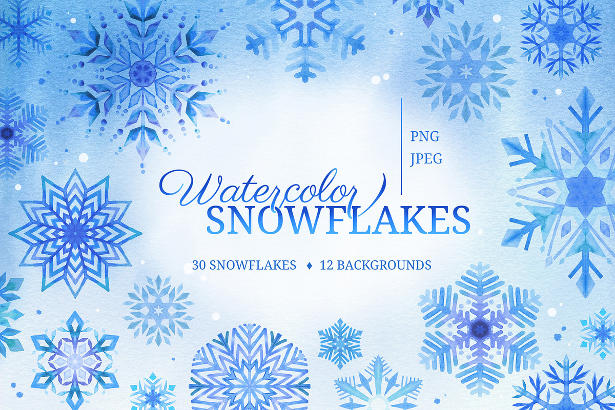 Watercolor Snowflakes, a Decorative Illustration by Lara Cold (Photo 1 of 9)