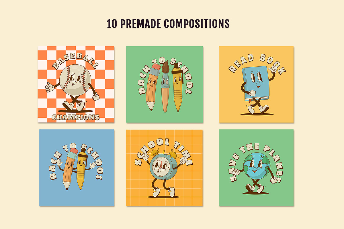 Retro Cartoon School Characters, an Education Illustration by Nadezhda Mikhailova (Photo 7 of 9)