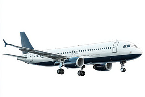 Airplane in flight white and blue ai, a Transportation Photo by Pixeness Studio