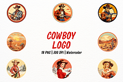 Elegant Cowboy Round Logo Clipart, a Person Illustration by New-School-Wave (Thumbnail 1 of 5)
