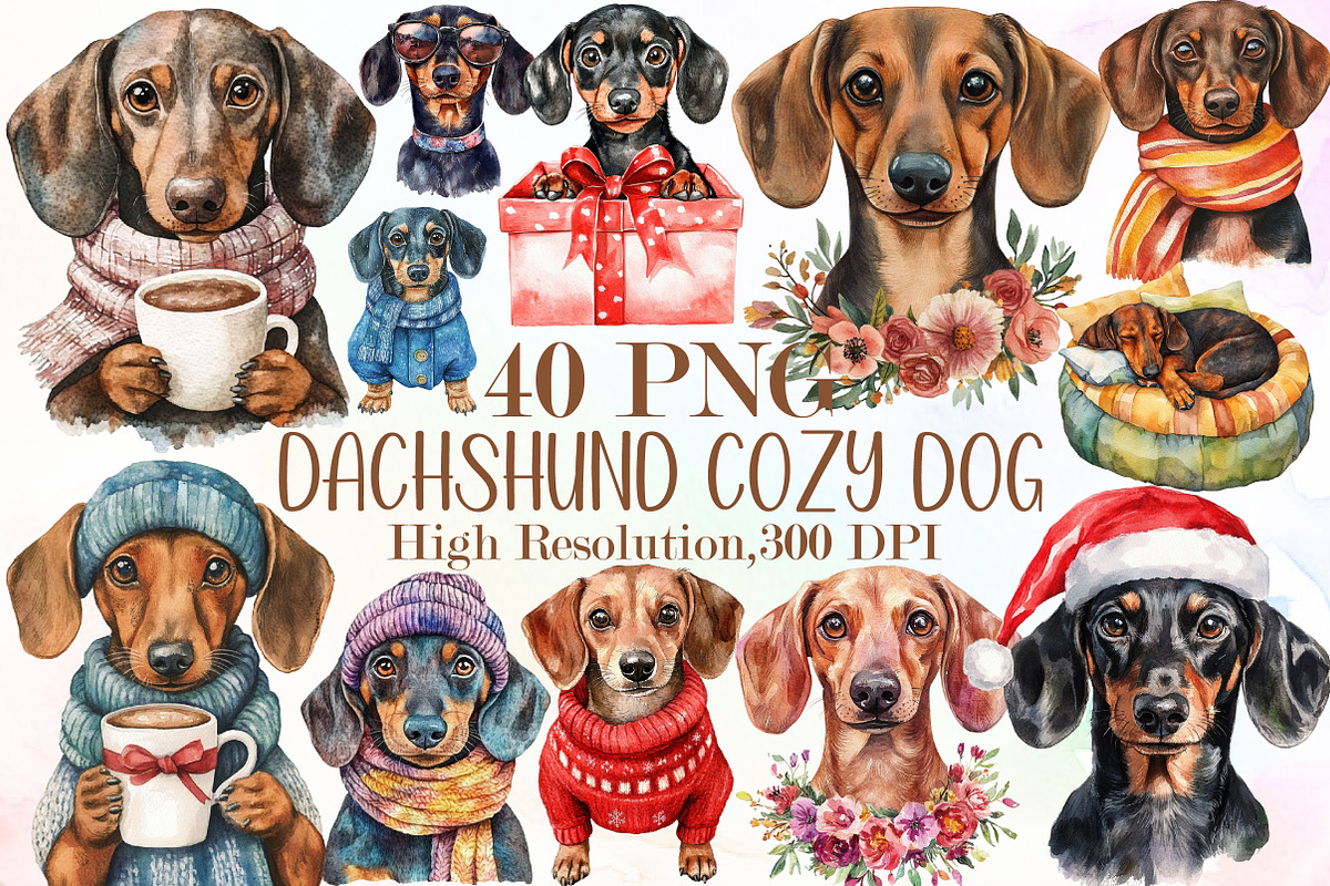 Dachshund Clipart Cozy Dog Png, an Illustration by Sublimation Artist (Photo 1 of 6)