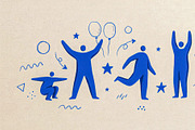 Blue Character Doodle Pack, a Decorative Illustration by StockVerse Creative (Thumbnail 2 of 4)