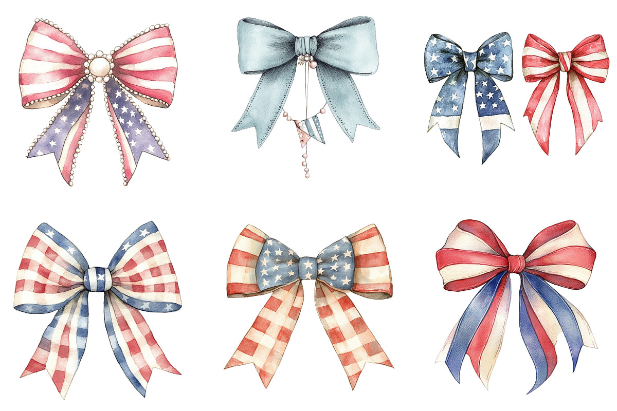 Coquette Bow USA Flag Sticker, an Illustration by DreamArtGraphic (Photo 2 of 4)