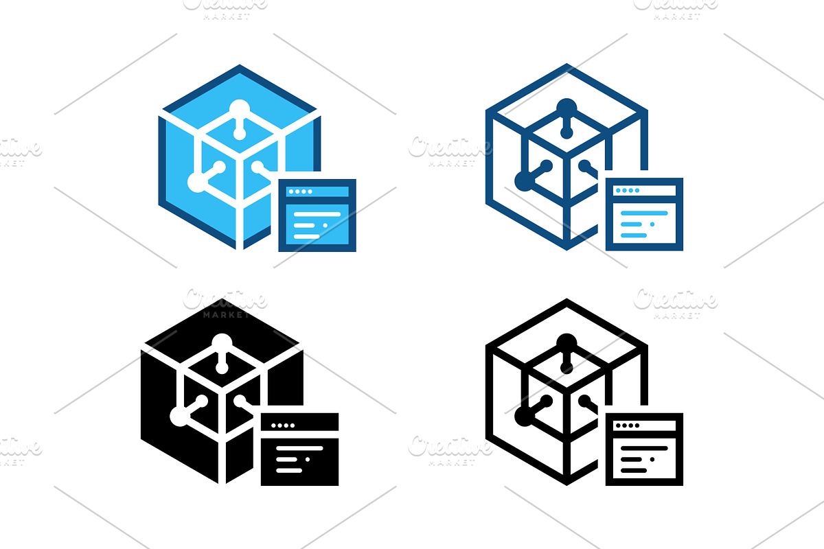 3D Network Cube Icon Set Pack, a Solid Icon by Design Store (Photo 1 of 2)