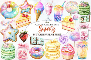 Pastel Sweets Clipart Bundle, an Illustration by Designworld