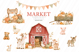 Fall Farm Barnyard Animals Clipart