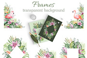 FLAMINGO & FLOWERS  tropical set, a Decorative Illustration by LenArt (Thumbnail 2 of 18)
