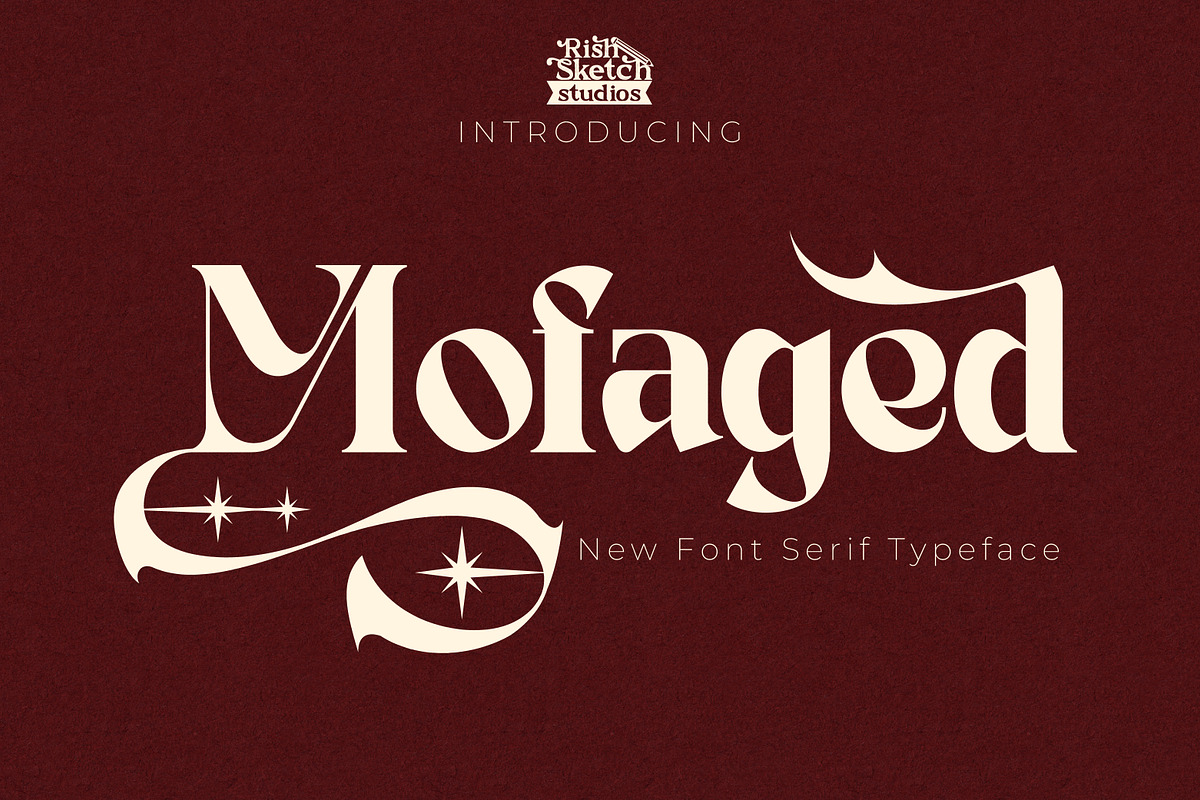 Mofaged - Serif Typeface Font, a Serif Font by Rishsketch (Photo 1 of 15)