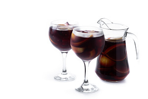 Refreshing Summer Citrus Fruit Sangria in crystal jar isolated on white backgro, a Food & Drink Photo by etorres69