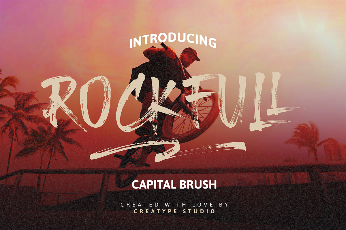 Rockfull Capital Brush, a Script Font by Creatype Studio (Photo 1 of 9)