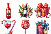 Christmas Red Wine Clipart, an Illustration by Craft Nest (Thumbnail 5 of 6)