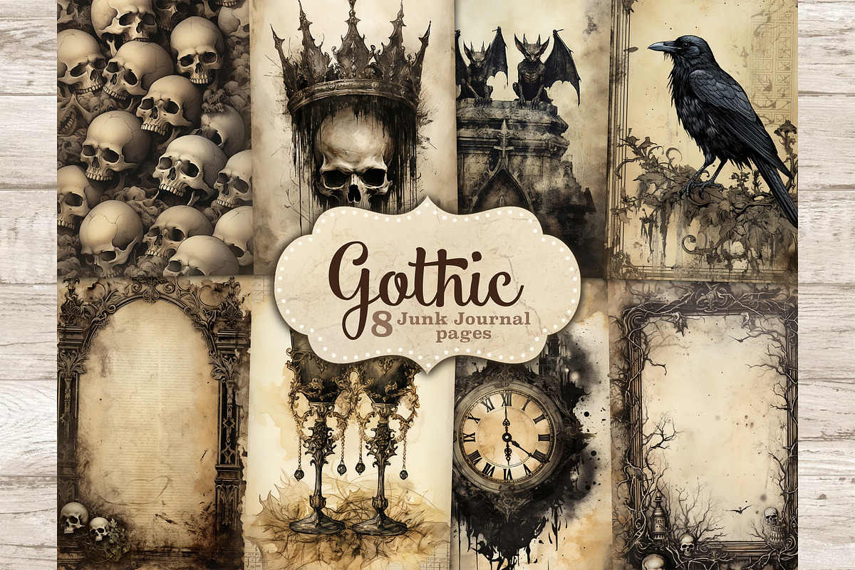 Gothic Junk Journal Pages, an Object Illustration by GlamArtZhanna (Photo 1 of 10)