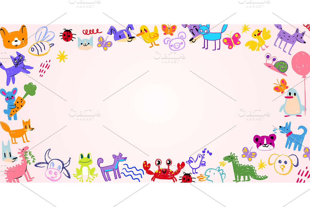 Kid background border for, an Illustration by art PVP - market