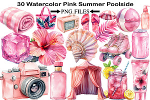 Watercolor Pink Summer Poolside, an Illustration by Black Bird Studio