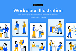 Workplace Illustrations Art Set, a Work Illustration by Vectors Market