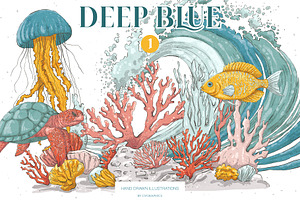Deep Blue Illustrations #1, an Animal Illustration by GVGraphics