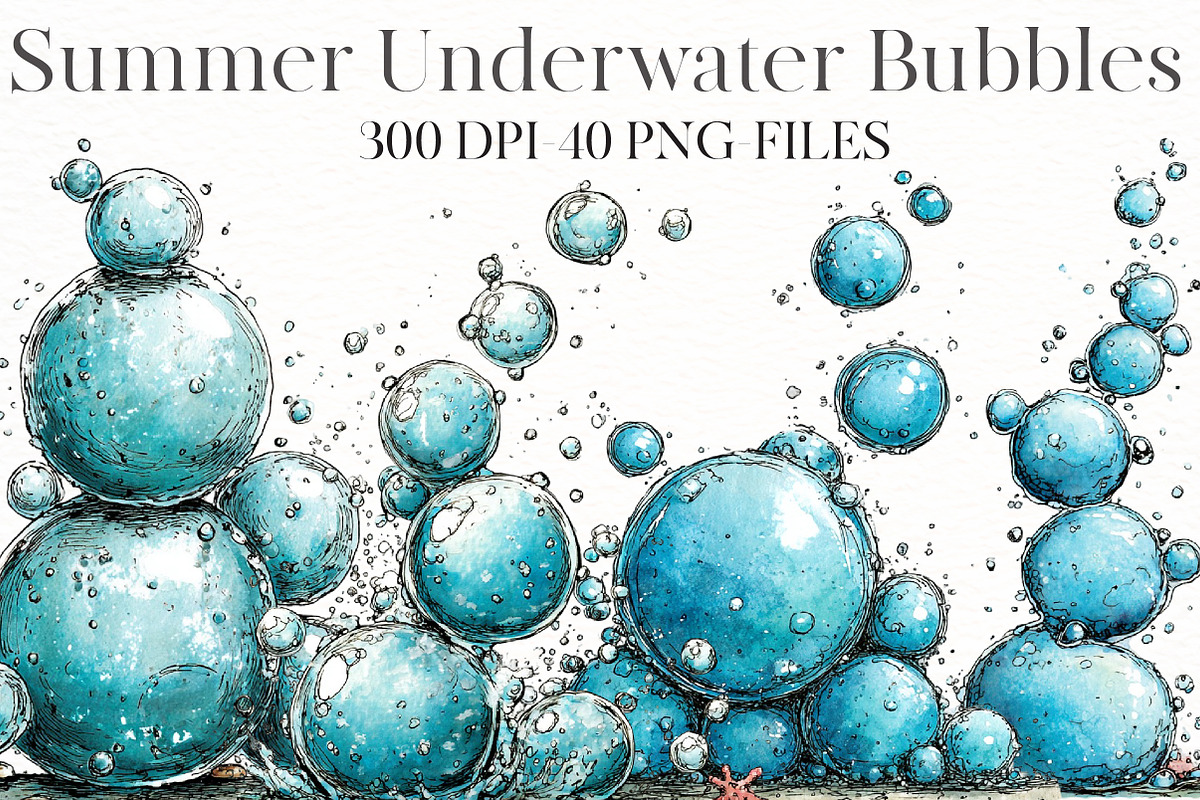 summer sea underwater bubbles clipar, an Illustration by Designworld (Photo 1 of 8)